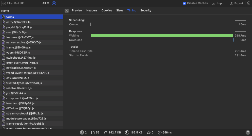 Warmed with hard refresh - timeline