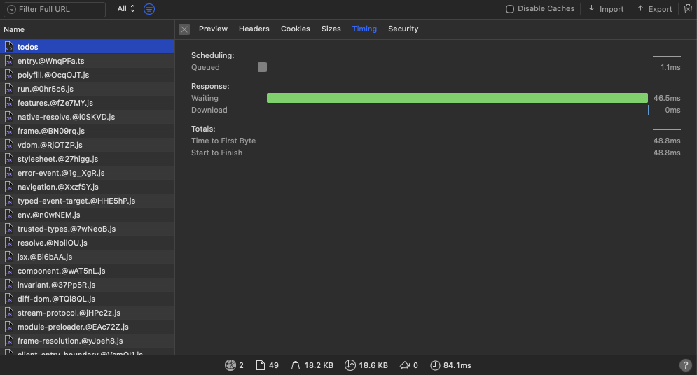 Warmed with cache - timeline