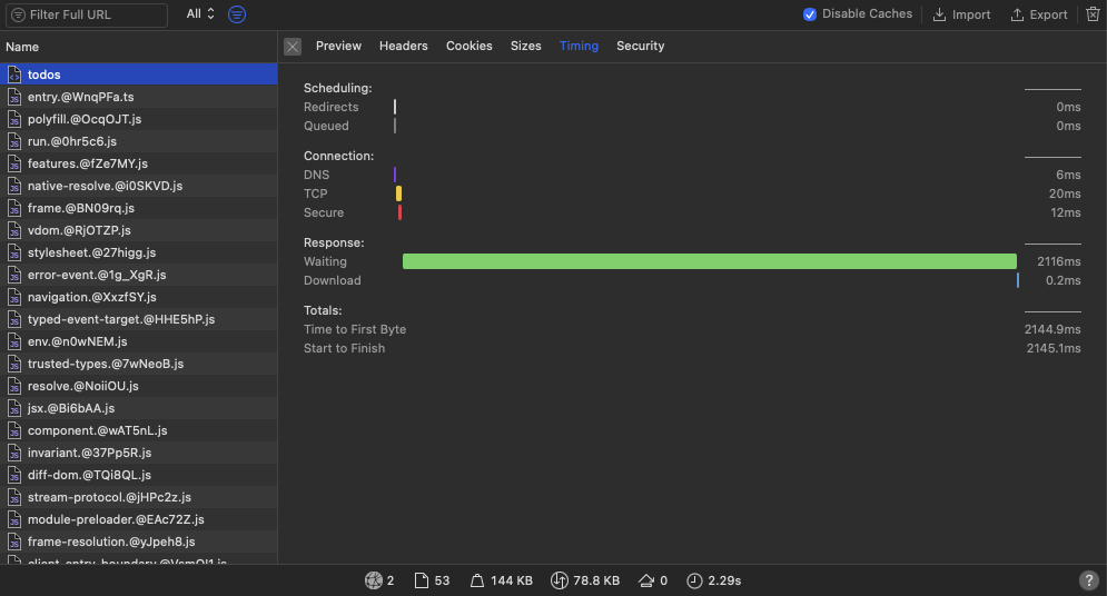 Cold start behind CloudFront - timeline